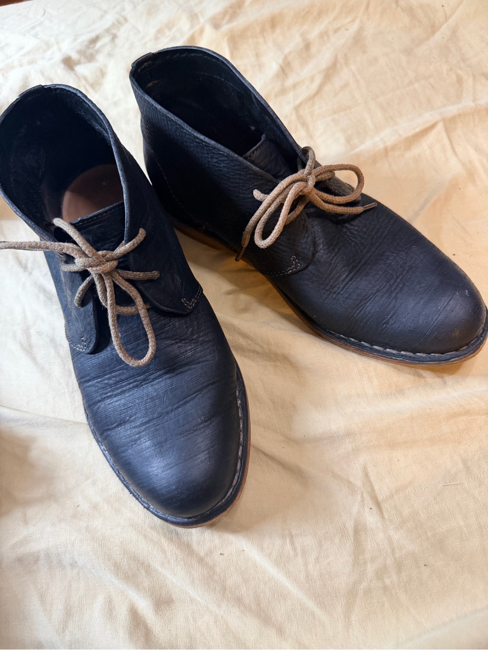 Cole Haan NikeAir Women’s Black Leather Chukka Boots with Tan Laces